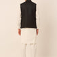 Men's Solid Kurta Pyjama With Nehru Jacket ( JOKPWC W-F 4046Black )
