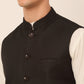 Men's Solid Kurta Pyjama With Nehru Jacket ( JOKPWC W-F 4046Black )