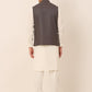 Men's Solid Kurta Pyjama With Nehru Jacket ( JOKPWC W-F 4046Charcoal )