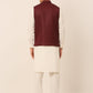 Men's Solid Kurta Pyjama With Nehru Jacket ( JOKPWC W-F 4046Maroon )