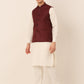 Men's Solid Kurta Pyjama With Nehru Jacket ( JOKPWC W-F 4046Maroon )