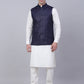 Men's Solid Kurta Pyjama With Nehru Jacket ( JOKPWC W-F 4046Navy )