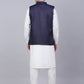 Men's Solid Kurta Pyjama With Nehru Jacket ( JOKPWC W-F 4046Navy )
