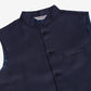 Men's Solid Kurta Pyjama With Nehru Jacket ( JOKPWC W-F 4046Navy )