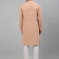 Men's Peach Chikankari Embroidered and Sequence Kurta with Pyjama.