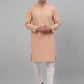 Men's Peach Chikankari Embroidered and Sequence Kurta with Pyjama.