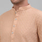 Men's Peach Chikankari Embroidered and Sequence Kurta with Pyjama.
