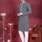 Men's Sequins Embroidered Kurta with Pyjama ( JOKP P 5013 Grey )