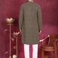 Men's Sequins Embroidered Kurta with Pyjama ( JOKP P 5013 Mehndi )