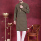 Men's Sequins Embroidered Kurta with Pyjama ( JOKP P 5013 Mehndi )