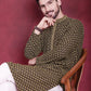 Men's Sequins Embroidered Kurta with Pyjama ( JOKP P 5013 Mehndi )