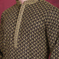 Men's Sequins Embroidered Kurta with Pyjama ( JOKP P 5013 Mehndi )