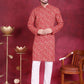 Men's Digital Printed Kurta with Pyjama ( JOKP 5014 Red )