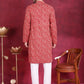 Men's Digital Printed Kurta with Pyjama ( JOKP 5014 Red )