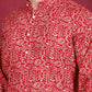Men's Digital Printed Kurta with Pyjama ( JOKP 5014 Red )