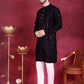 Men's Sequins Chikankari Embroidered Kurta with Pyjama ( JOKP 5015 Black )