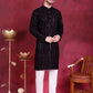 Men's Sequins Chikankari Embroidered Kurta with Pyjama ( JOKP 5015 Black )