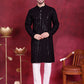 Men's Sequins Chikankari Embroidered Kurta with Pyjama ( JOKP 5015 Black )