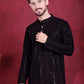 Men's Sequins Chikankari Embroidered Kurta with Pyjama ( JOKP 5015 Black )