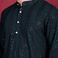 Men's Sequins Chikankari Embroidered Kurta with Pyjama ( JOKP 5015 Olive )