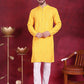 Men's Sequins Chikankari Embroidered Kurta with Pyjama ( JOKP 5015 Yellow )