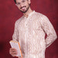 Men's Bandhani Printed Kurta with Pyjama ( JOKP 5016 Cream )