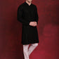 Men's Sequins Chikankari Kurta with Pyjama ( JOKP P 5018Black )