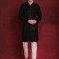 Men's Sequins Chikankari Kurta with Pyjama ( JOKP P 5018Black )