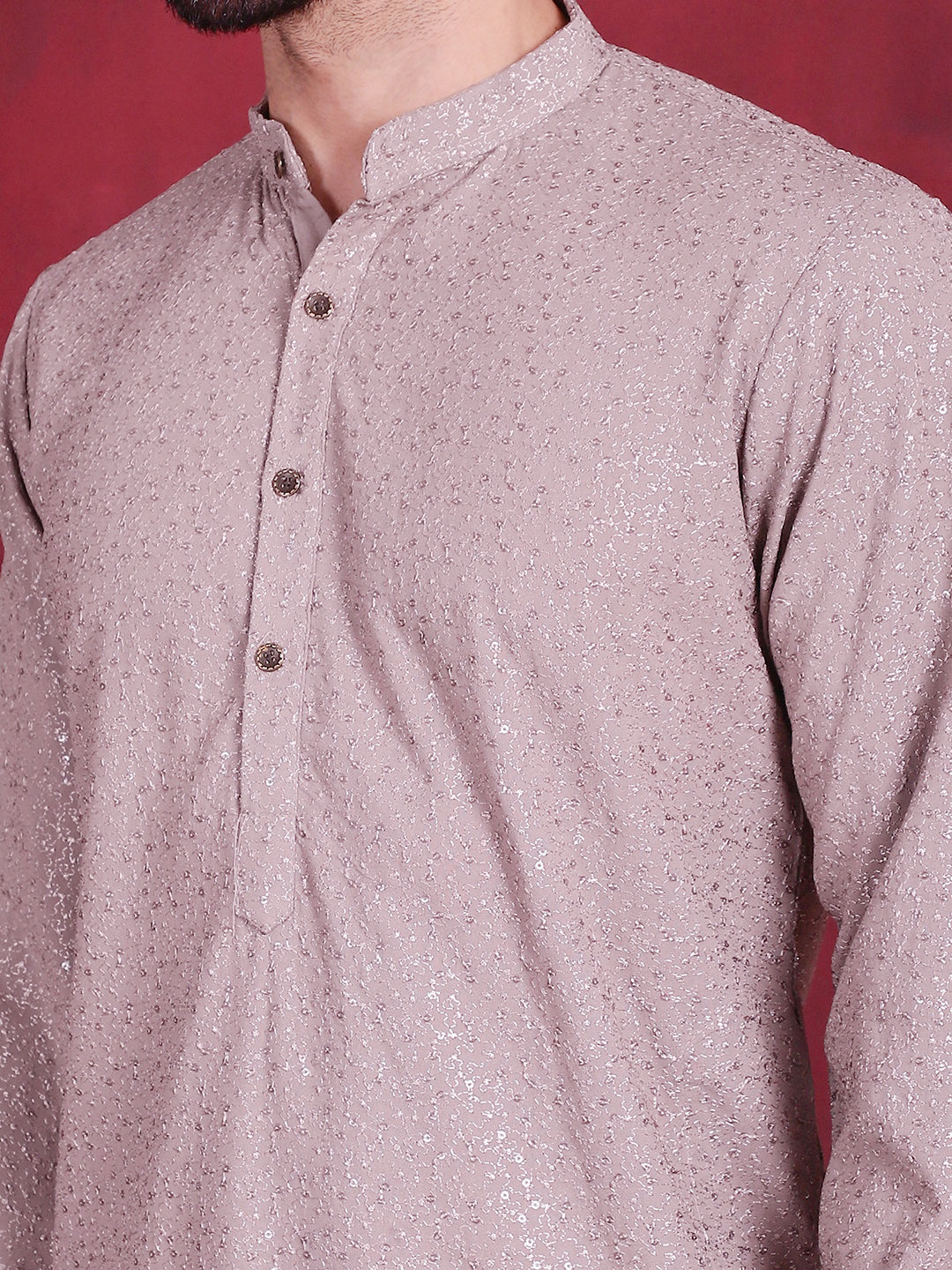 Sequins Chikankari Kurta with Pyjama ( JOKP 5018 Grey )