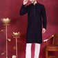 Sequins Chikankari Kurta with Pyjama ( JOKP 5018 Navy )