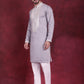 Men's Sequins Embroidered Kurta Pyjama Set ( JOKP 5019 Grey )