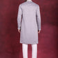 Men's Sequins Embroidered Kurta Pyjama Set ( JOKP 5019 Grey )