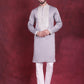 Men's Sequins Embroidered Kurta Pyjama Set ( JOKP 5019 Grey )