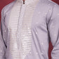 Men's Sequins Embroidered Kurta Pyjama Set ( JOKP 5019 Grey )