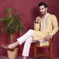 Men's Sequins Embroidered Kurta Pyjama Set ( JOKP 5019 Yellow )