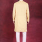 Men's Sequins Embroidered Kurta Pyjama Set ( JOKP 5019 Yellow )