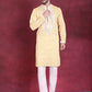 Men's Sequins Embroidered Kurta Pyjama Set ( JOKP 5019 Yellow )