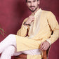 Men's Sequins Embroidered Kurta Pyjama Set ( JOKP 5019 Yellow )