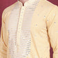 Men's Sequins Embroidered Kurta Pyjama Set ( JOKP 5019 Yellow )