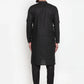 Jompers Men's Solid Dobby Kurta Payjama Set ( JOKP 501 Black D )