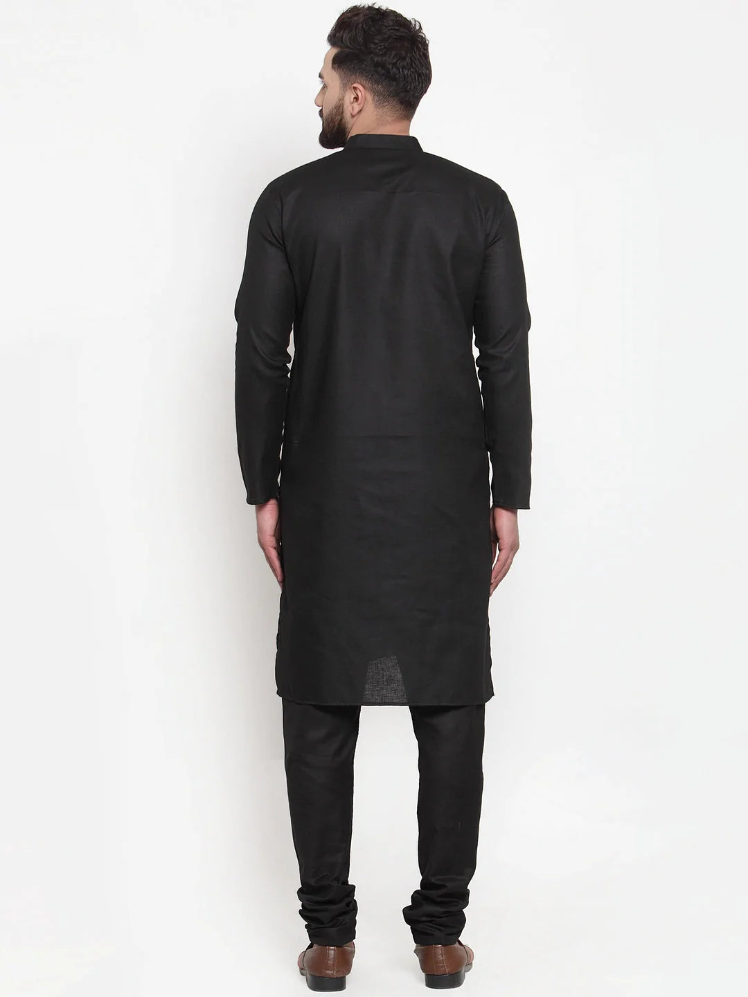 Jompers Men's Solid Dobby Kurta Payjama Set ( JOKP 501 Black D )