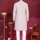 Men's Chikankari Embroidered Kurta Pyjama Set ( JOKP 5020 Grey )