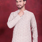 Men's Chikankari Embroidered Kurta Pyjama Set ( JOKP 5020 Grey )