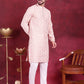 Men's Chikankari Embroidered Kurta Pyjama Set ( JOKP 5020 Pink )