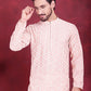 Men's Chikankari Embroidered Kurta Pyjama Set ( JOKP 5020 Pink )