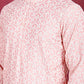 Men's Chikankari Embroidered Kurta Pyjama Set ( JOKP 5020 Pink )