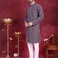 Men's Chikankari Embroidered Kurta Pyjama Set ( JOKP 5021 Grey )