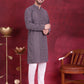 Men's Chikankari Embroidered Kurta Pyjama Set ( JOKP 5021 Grey )