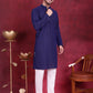 Men's Chikankari Embroidered Kurta Pyjama Set ( JOKP 5021 Navy )