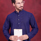 Men's Chikankari Embroidered Kurta Pyjama Set ( JOKP 5021 Navy )